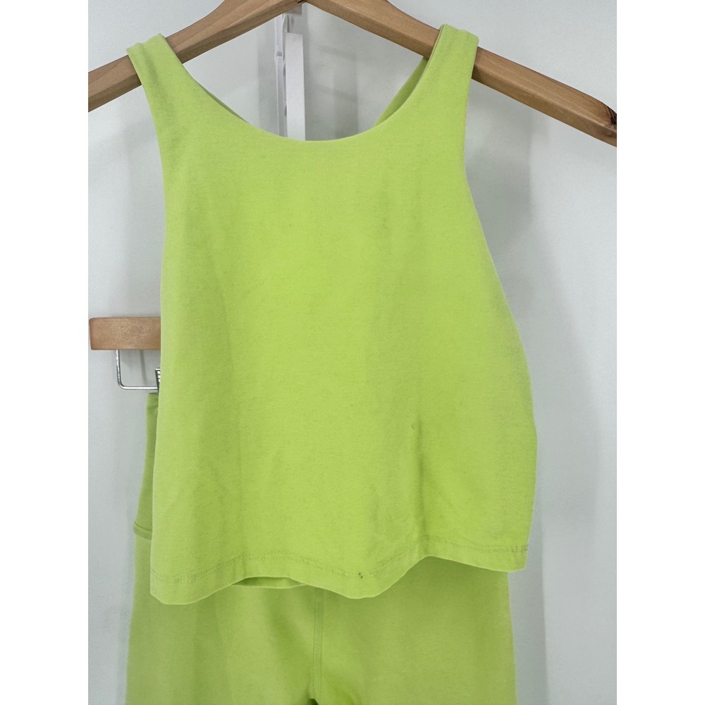 Beyond Yoga Activewear Set Women Medium Lime Green Cropped Tank & Leggings - Picture 2 of 13